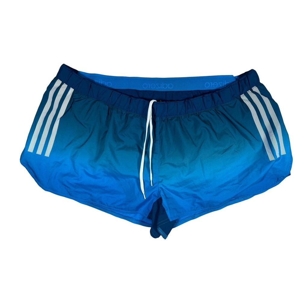 Adidas‎ Adizero Running Shorts Women XL Blue Ombre 3 Stripe ClimaCool 2013 Retro